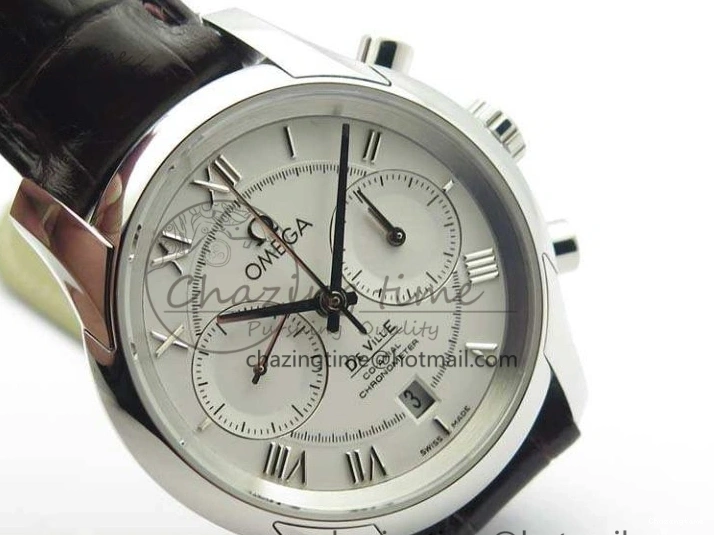 0325 De Ville Chronograph SS OMF 1:1 Best Edition White Dial On Brown Leather strap A Versatile 8111
